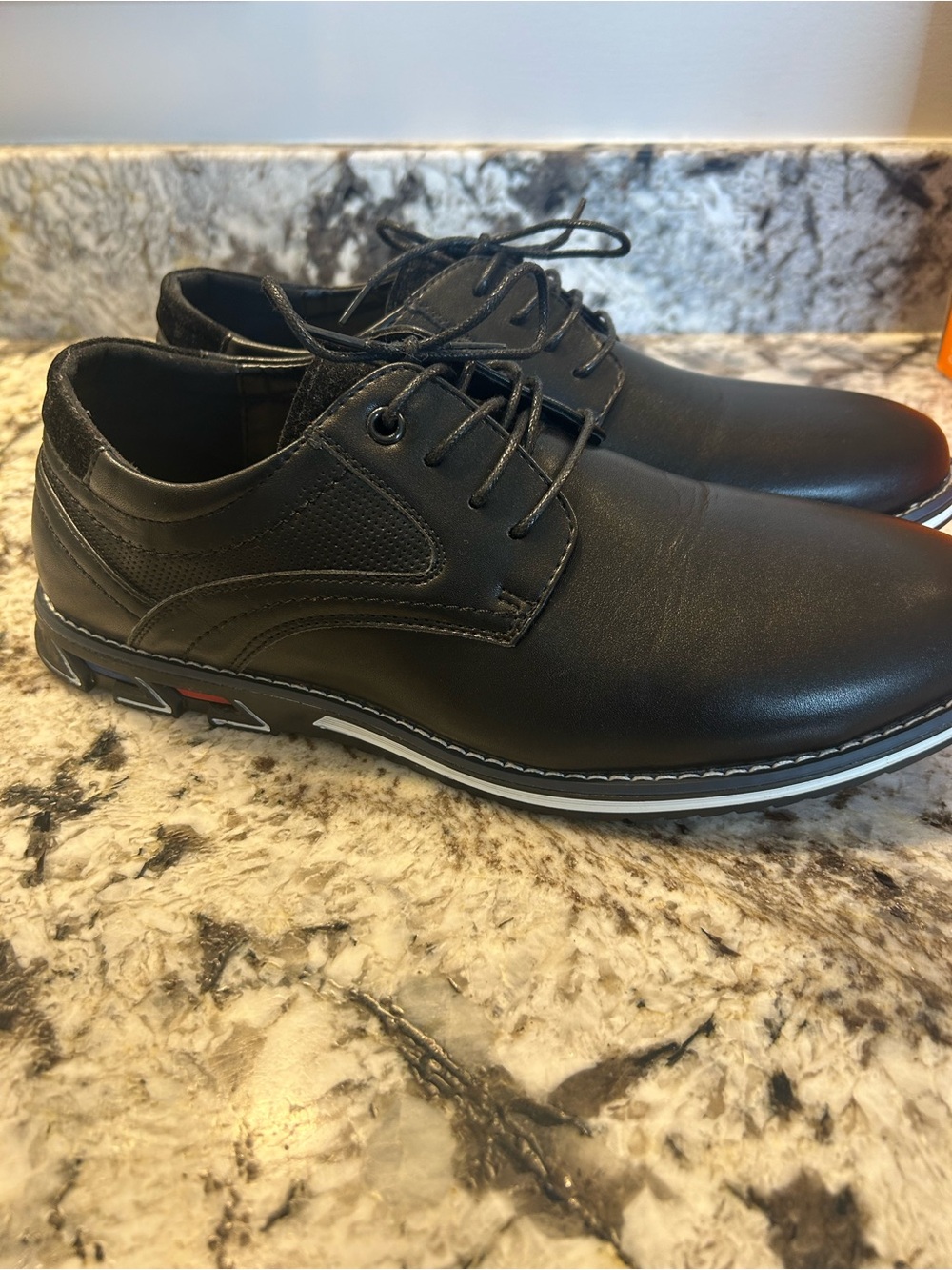 Men's Black Derby Lace-Up Dress Shoes - Sleek Comfort